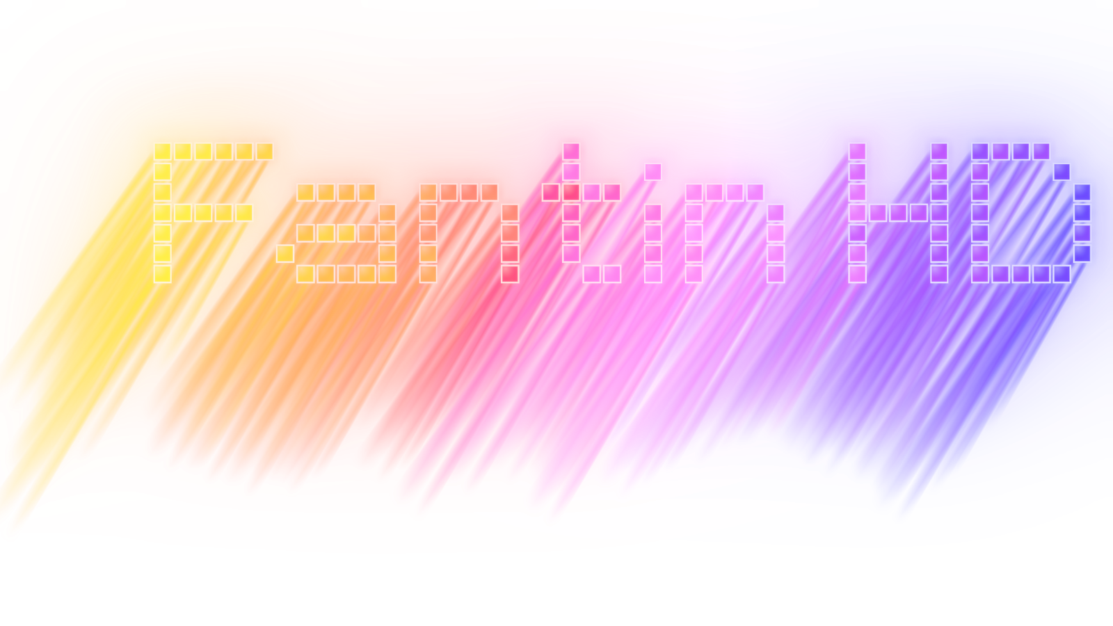 Logo Fantin HD : des lettres en pixels de verre colorés, avec des rayons de lumière